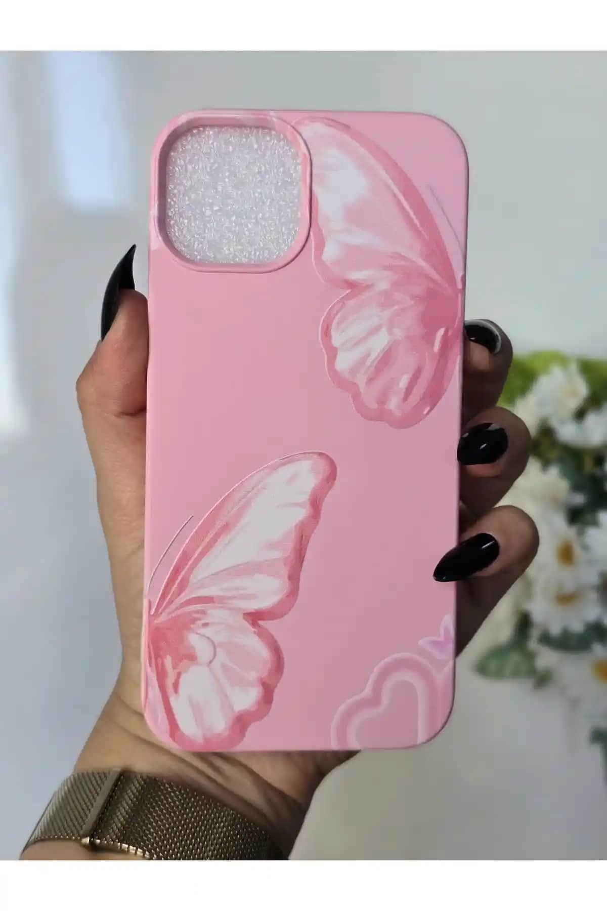 Magic Ring Kadife Baskılı iPhone 13/14 Uyumlu Koruyucu Kılıfı Şık ve Dayanıklı Tasarım