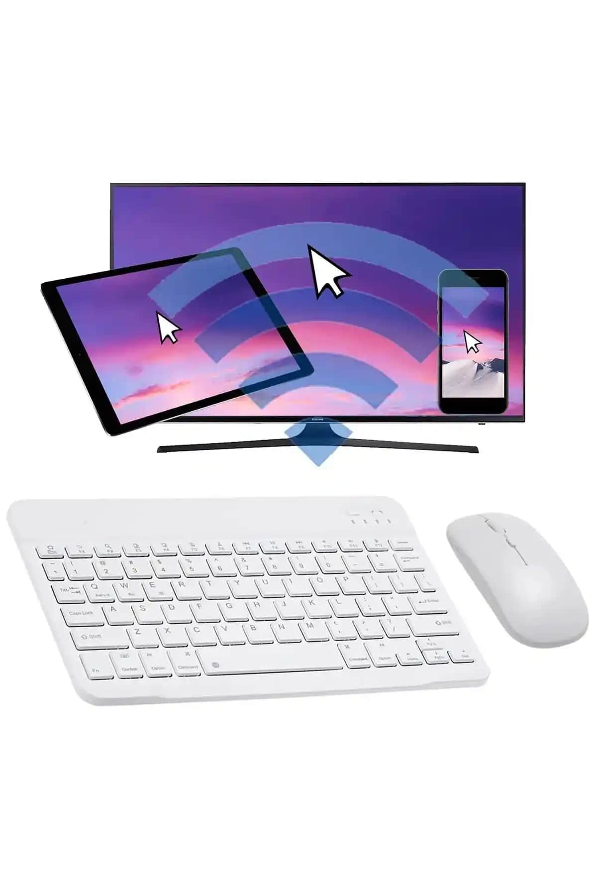 Mmctech Çok Amaçlı Kablosuz Klavye ve Mouse Seti Türkçe ve Şık Tasarım