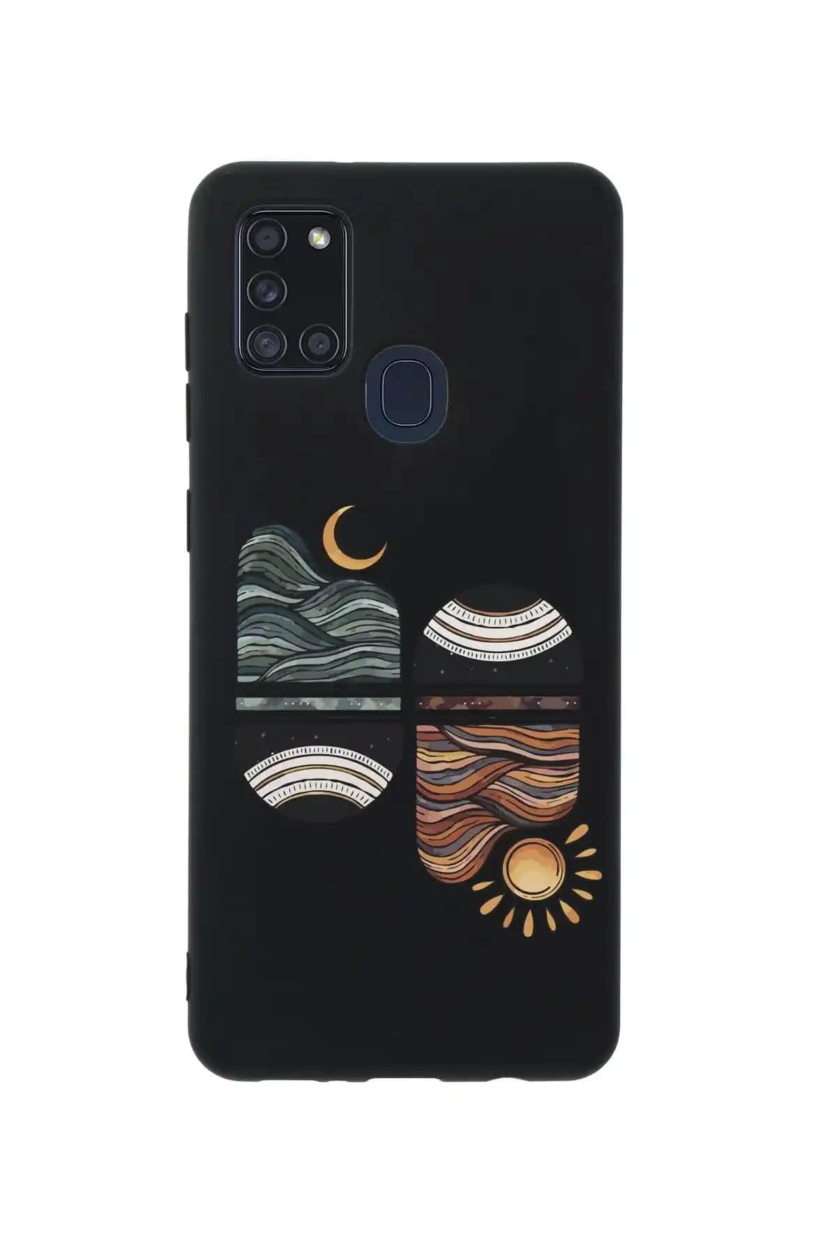 Mooodcase Sunset Wave Siyah Silikonlu Kılıf Samsung Galaxy A21S İçin Güncel Tasarım
