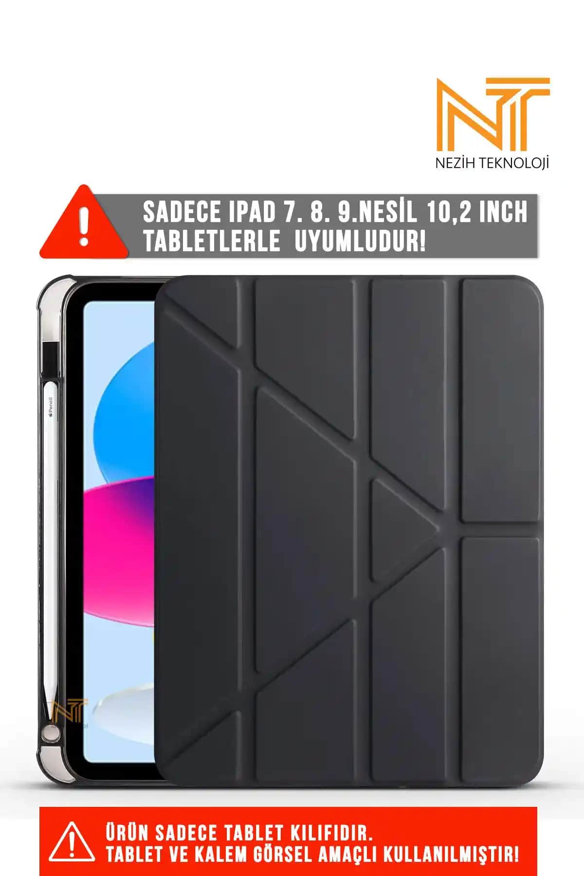 Nezih Case iPad 10.2 (7. 8. 9. Nesil) için Çok Yönlü Koruma ve Kullanışlı Akıllı Kılıf