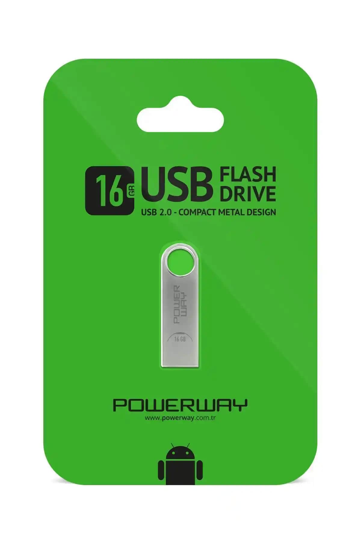 Powerway 16 GB Metal USB Bellek: Şık ve Dayanıklı Taşınabilir Depolama Çözümü