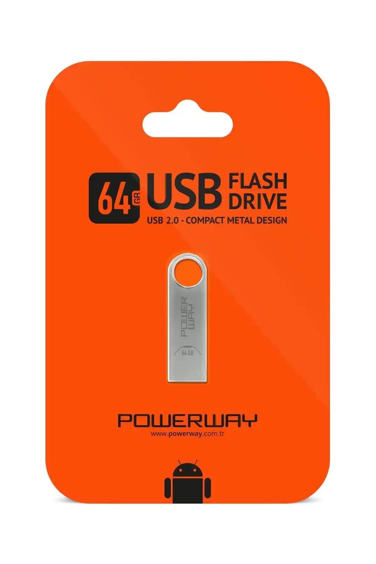 Powerway 64 GB Metal Flash Bellek: Şık Tasarım ve Güçlü Performansla Dayanıklı Depolama Çözümü