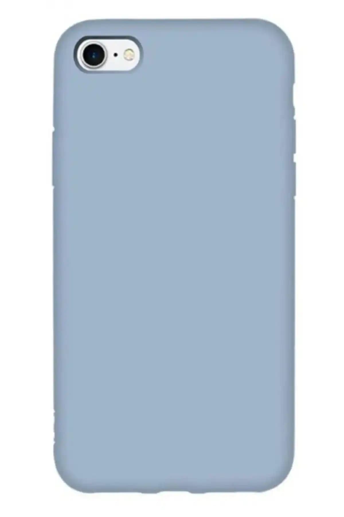 TrendCell Bebe Mavisi Kadife Silikon iPhone 7/8/SE 2020 Kılıfı Şıklık ve Koruma Sağlar