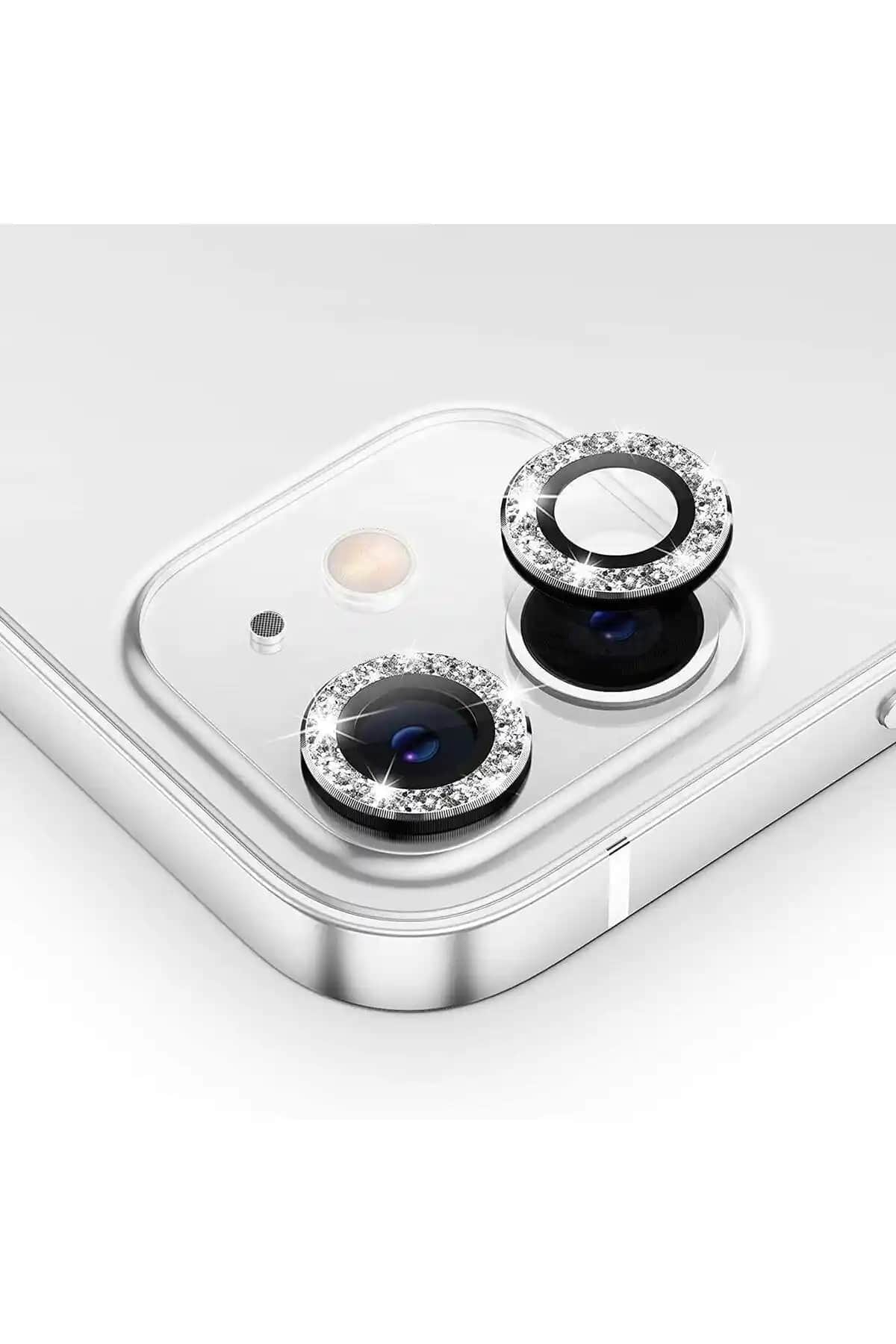 TrendCell Taşlı iPhone 11 ve 12 Kamera Lens Koruyucu Mercek: Şıklık ve Güçlü Koruma Sağlar