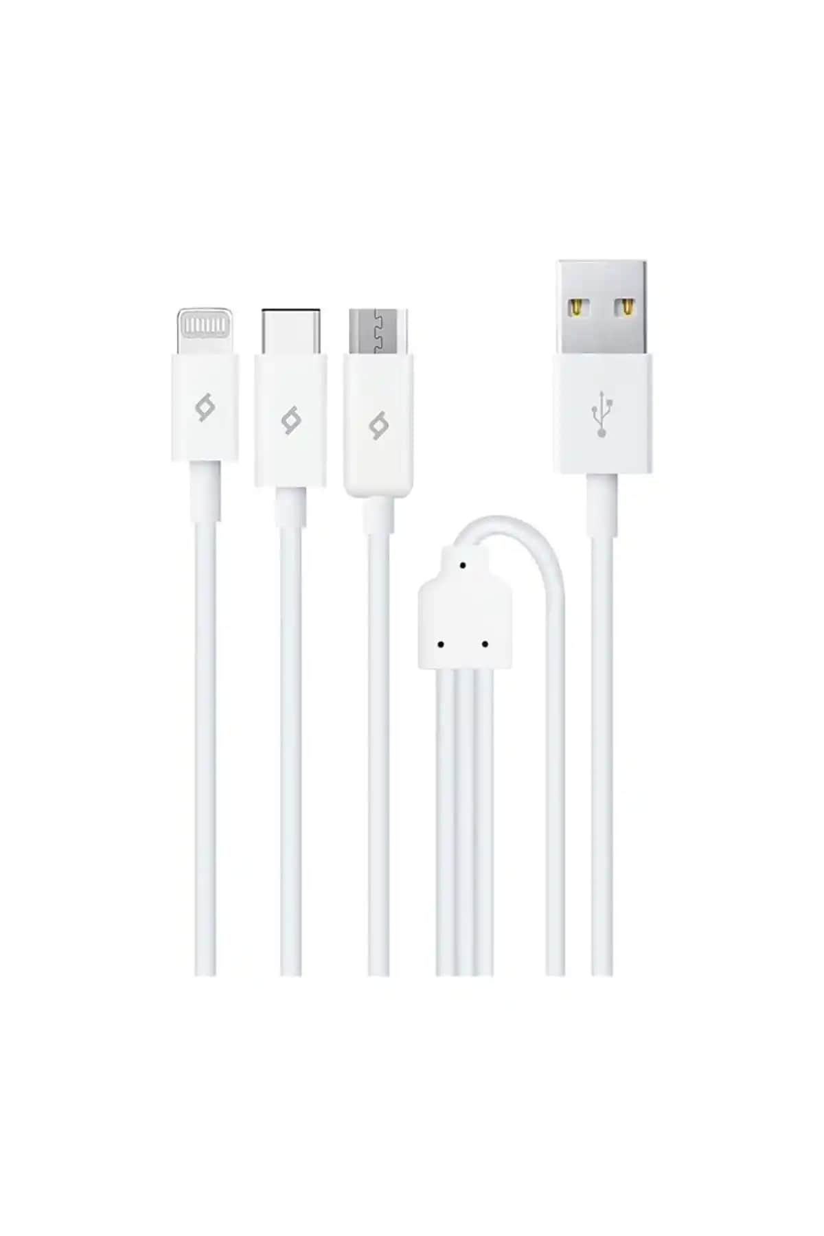 Ttec Trio Çok Yönlü Şarj Kablosu USB-A, USB-C, Lightning ve Micro USB Uyumu ile