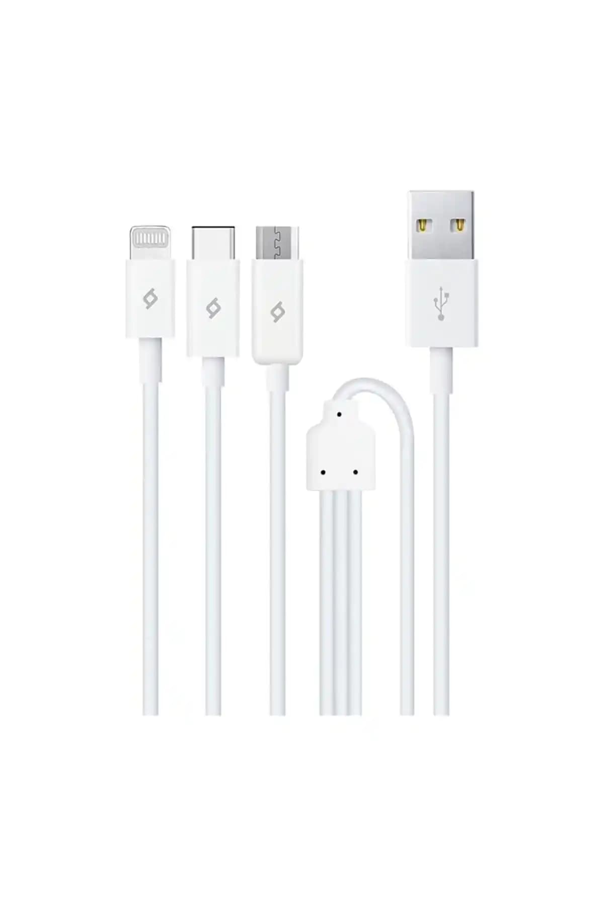 Ttec Trio Çok Yönlü Şarj Kablosu USB-A, USB-C, Lightning ve Micro USB Uyumu ile