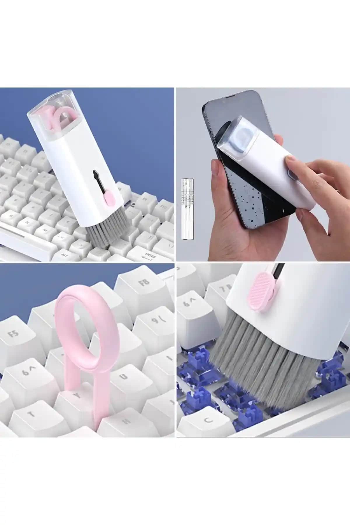 Türkiye üretimi çok fonksiyonlu bilgisayar ve telefon temizleme seti 7 parça