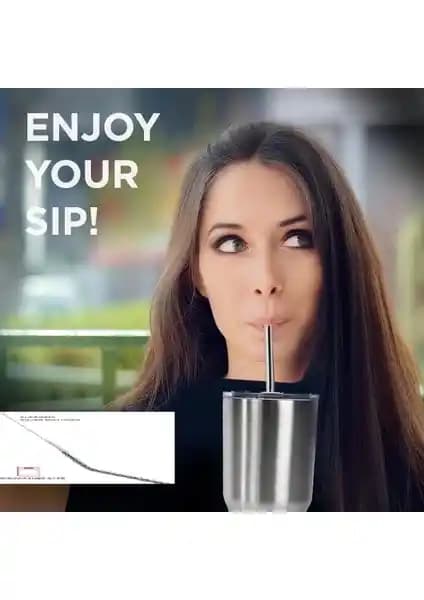 Ronanna Paslanmaz Çelik Pipet ve Temizleme Fırçası Seti Sağlıklı ve Ekonomik Kullanım İçin Uygun