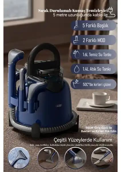 Deerma BY200 Koltuk ve Halı Yıkama Makinesi Sıcak-Soğuk Temizlik Çözümü
