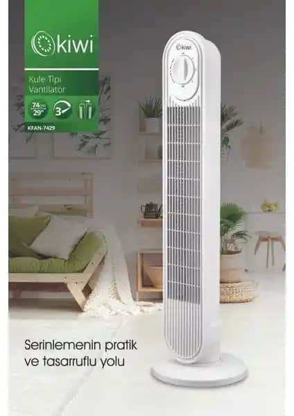 Kiwi KFAN-7429 Kule Tipi Vantilatör: Enerji Tasarruflu ve Sessiz Serinlik Çözümü