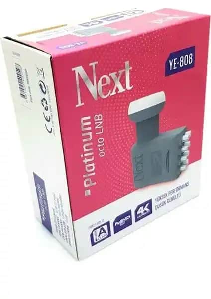 Next YE-808 Platinium 8'li LNB yüksek performanslı uydu alıcı ekipmanı