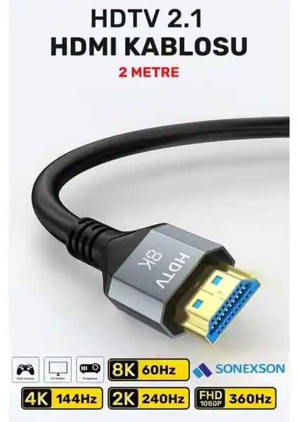 Sonex Ultra Yüksek Hızlı 8K HDMI 2.1 Kablo ile Üst Düzey Görüntü ve Ses Deneyimi