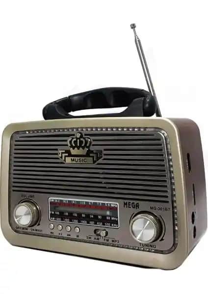 MEGA MG-301BT Nostaljik Şarjlı Radyo Modern Tasarım ve Çok Fonksiyonlu Özellikler