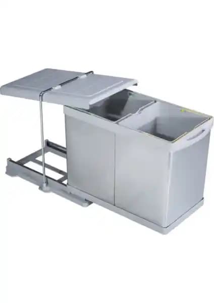 Pelikan 21200 Raylı Dolap İçi Paslanmaz Çöp Kovası Modern Mutfaklar İçin Uygun