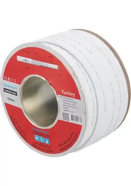 Botech RG6U4 4K UHD Anten Kablosu 100 Metre Dayanıklı Yüksek Çözünürlükli
