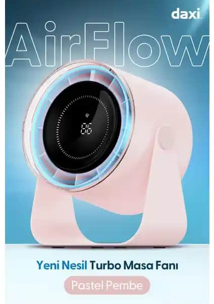 Daxi Airflow AF02 Taşınabilir Turbo Masa Fanı Güçlü Hava Akışı ve Şık Tasarım