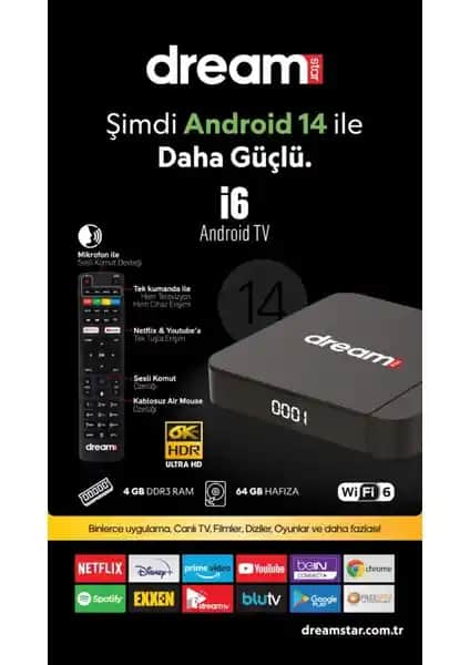 Dreamstar I6 64GB Android 14 TV Box ile Yüksek Kalitede Eğlence Deneyimi