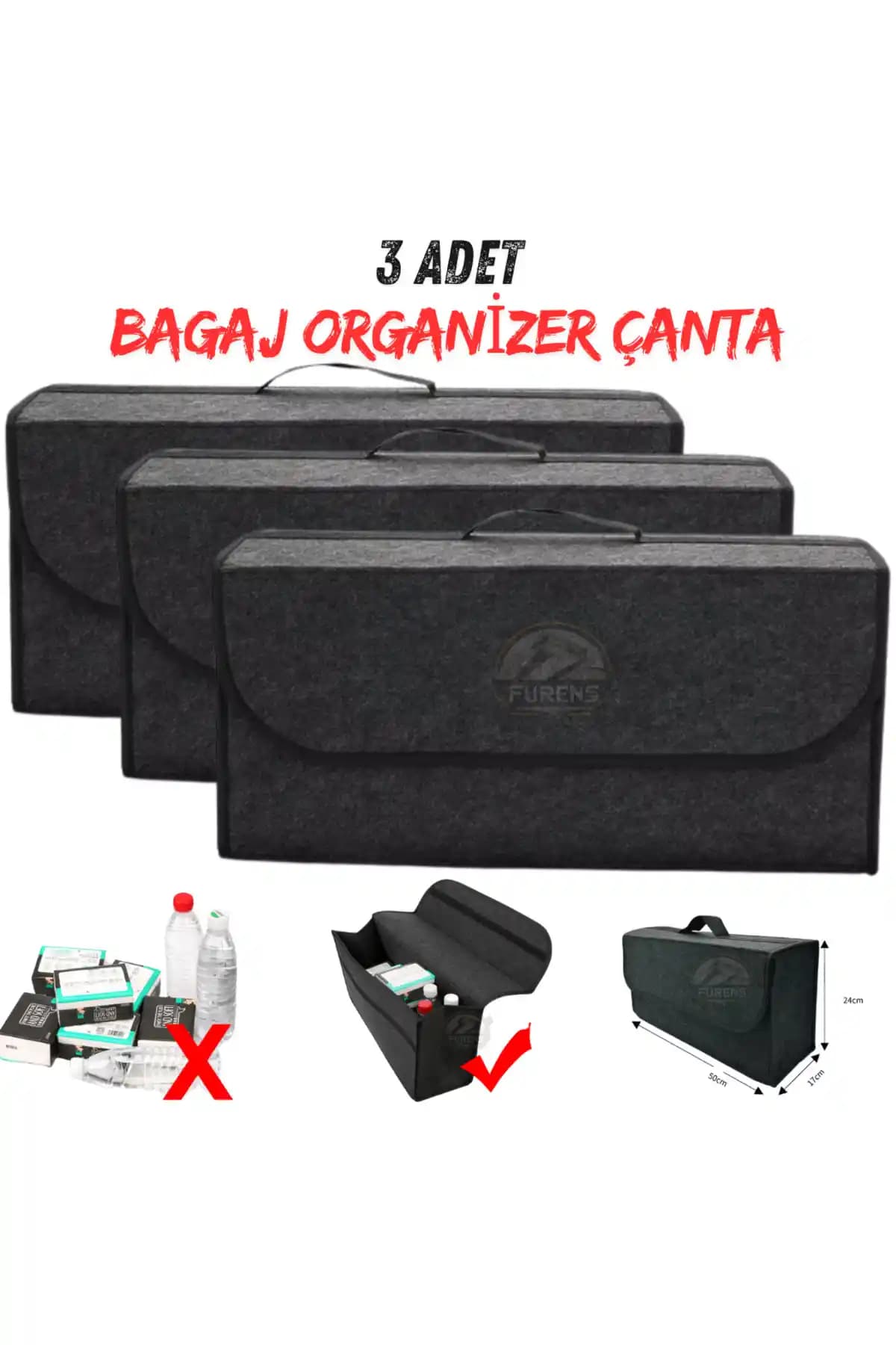 Furens Araç Bagaj Düzenleyici Çanta Organizer: Pratik ve Universal Çözüm