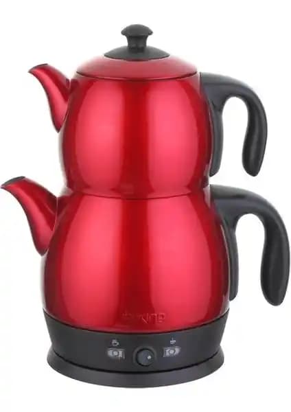 King P-315 R Termostatlı Çaymatik: Paslanmaz Çelik ve Geniş Demlik Kapasiteli Çay Makinesi