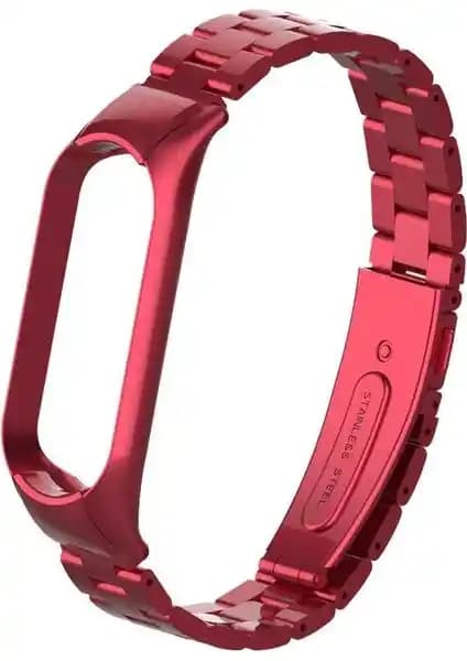 MobaxAksesuar Xiaomi Mi Band 5 Kordon Klipsli Metal Kordon 04 Kırmızı Özellikleri