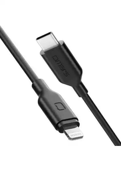 Omars Type-C to MFi Lightning Hızlı Şarj ve Data Kablosu Siyah 1 Metre - Apple Uyumlu