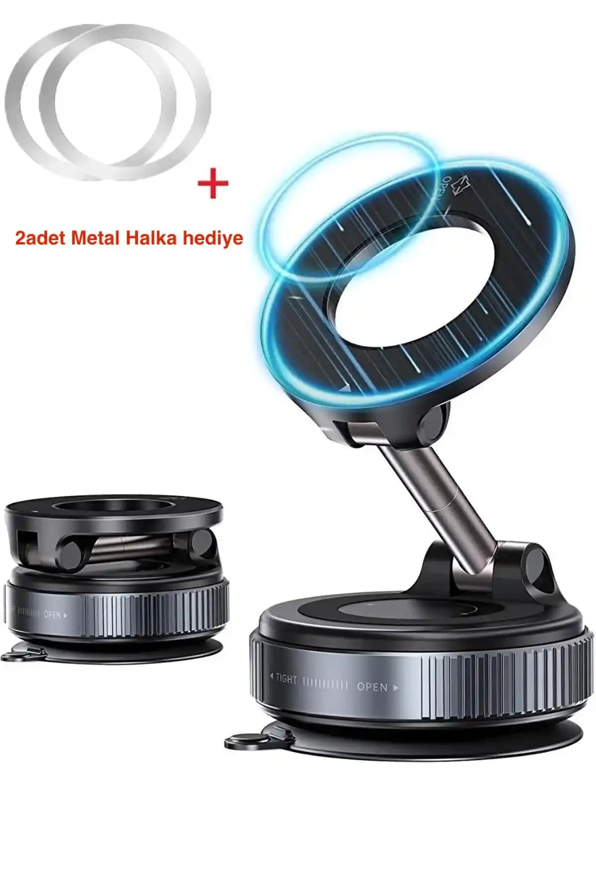 PSGT Magsafe Kilitli Vakumlu 360° Dönen Araç İçi Telefon Tutucu Siyah