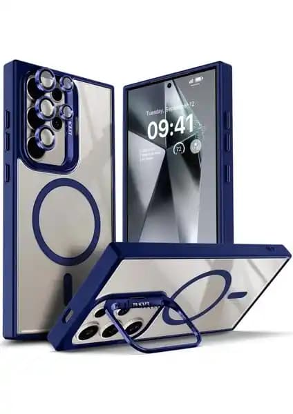 Samsung Galaxy S25 Ultra için M.TK Moveteck Şeffaf Kılıf, Metal Tuşlu ve Kamera Koruyuculu Set