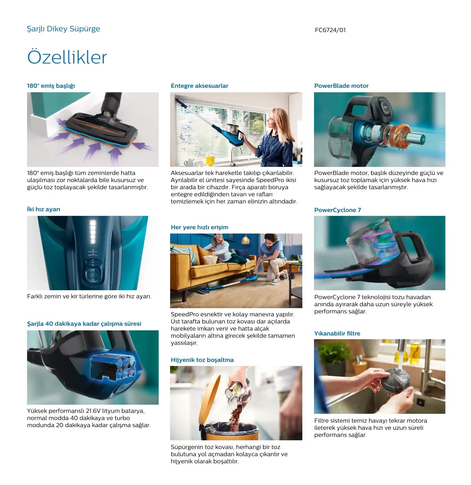 Philips FC6724/01 Elektrikli Süpürge: Güçlü Performans ve Dayanıklılık Özellikleri