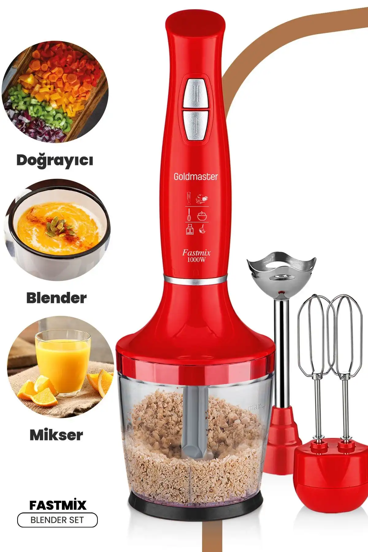GoldMaster Fastmix Kırmızı 1000 Watt 3 In 1 Doğrama Blender Seti İncelemesi