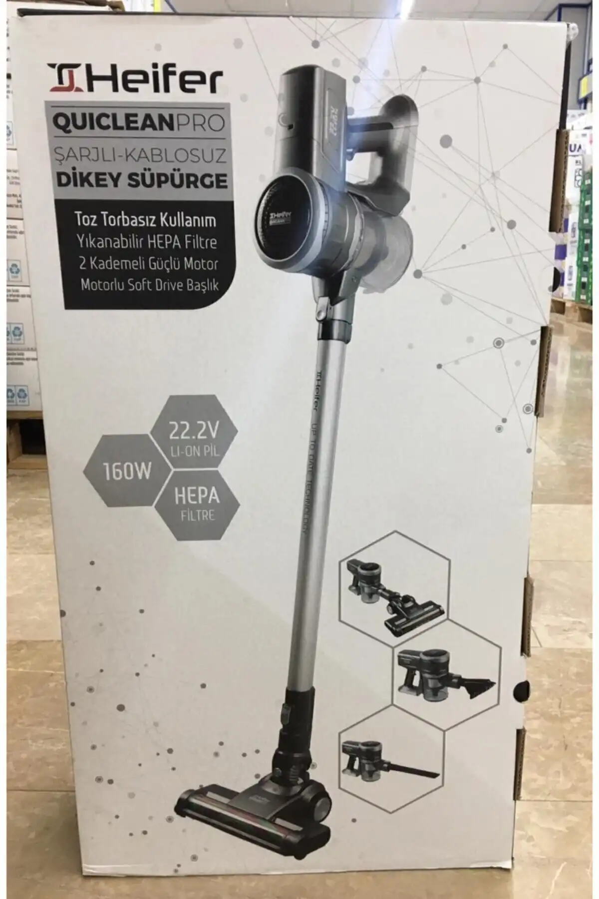 HeiferQuıclean Pro 22.2 V Kablosuz Dikey Şarjlı Süpürge ile Temizlikte Kolaylık